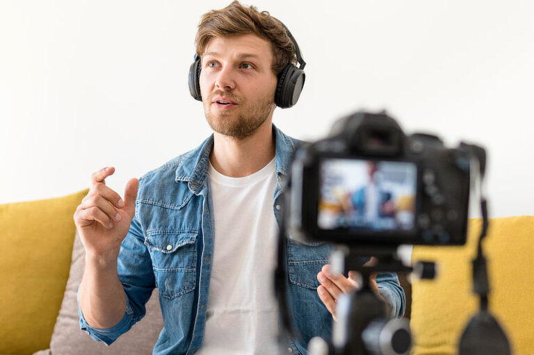 Youtuber recording for personal vlog.